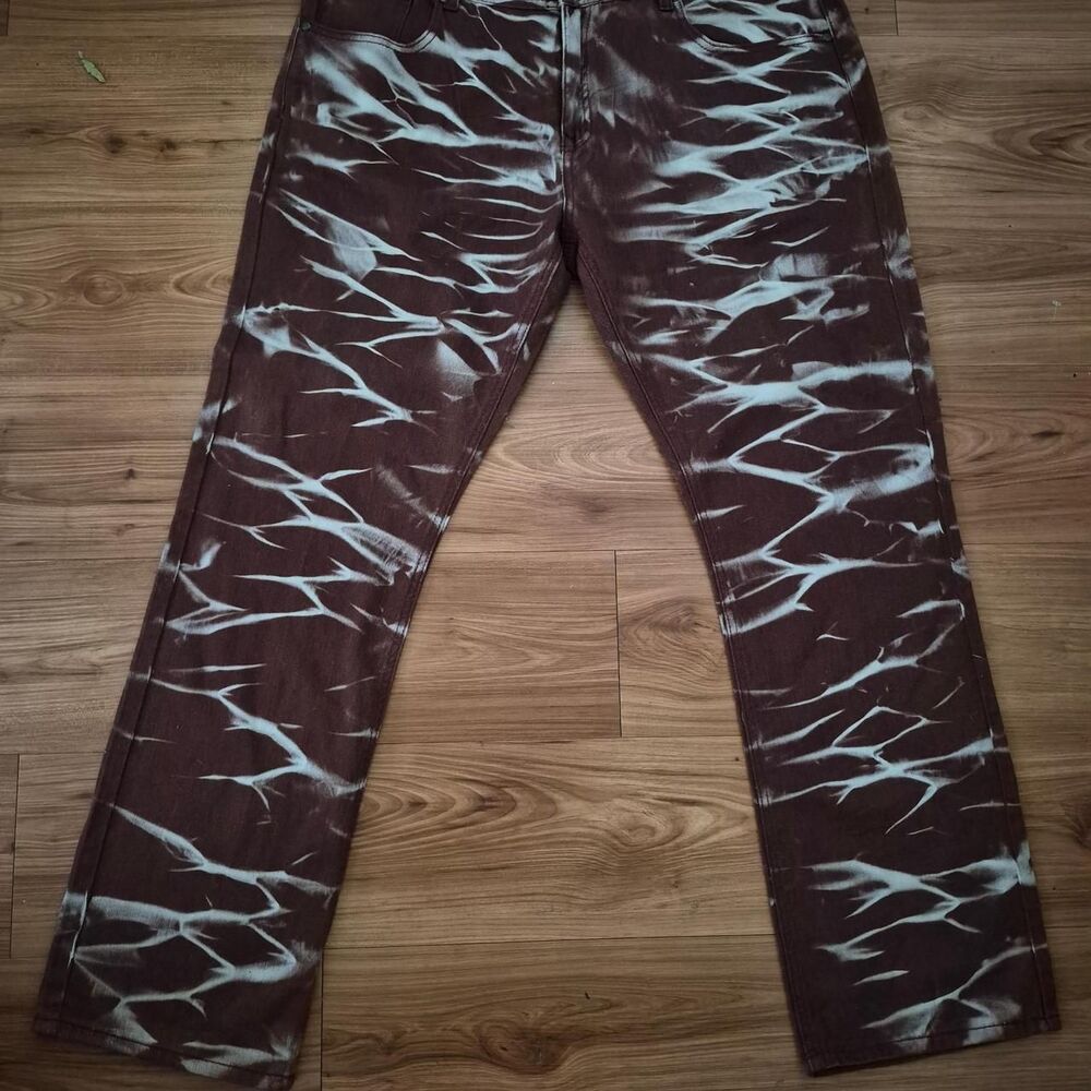 Imperious W42 L34 Bleach Print Jeans Y2K Grunge Baggy Emo